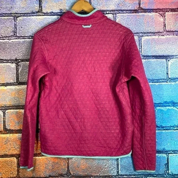 Women's Pink Quilted Half Button Down Sweatshirt - Picture 5 of 6
